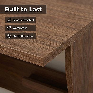 L Shaped Desk with Storage Shelves, Small Corner Desk, Reversible Table with 3 Tier Shelves