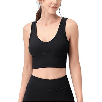 Women's Ribbed Knit Sleeveless Crop Tank Top Fitted Casual Workout Daily Wear Top