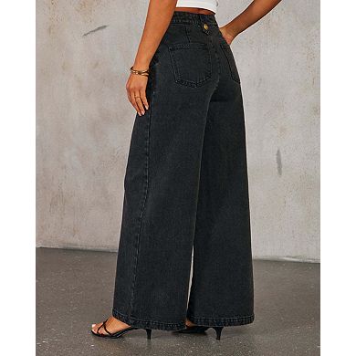 Women's Wide-Leg Denim Pants Fashionable Relaxed Jeans
