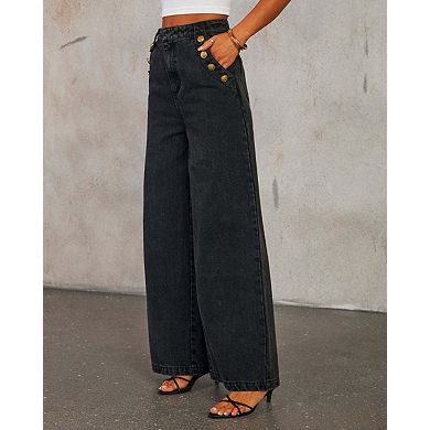 Women's Wide-Leg Denim Pants Fashionable Relaxed Jeans