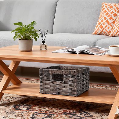 Wicker Storage Basket, Decorative Woven Baskets for Storage, Waterproof Baskets Organizer, 2-Pack