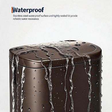 Slim Kitchen Trash Can with Soft Close Lid, Step Pedal, Inner Bucket, Rear Handle, Soft Close Lid