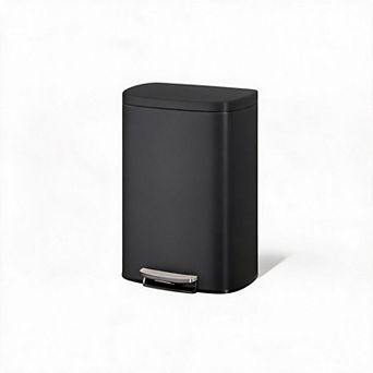 Slim Kitchen Trash Can with Soft Close Lid, Step Pedal, Inner Bucket, Rear Handle, Soft Close Lid