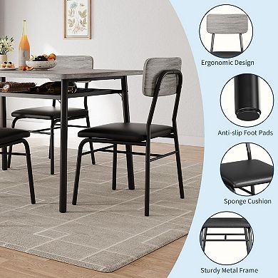 Dining Table for 2 with Storage Rack, Small Kitchen Table, Square Table with Upholstered Chairs