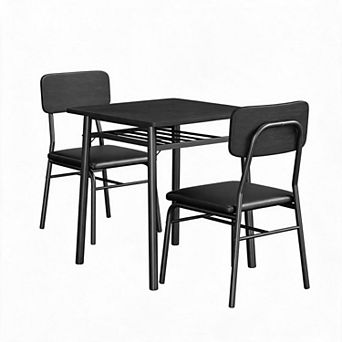 Dining Table for 2 with Storage Rack, Small Kitchen Table, Square Table with Upholstered Chairs