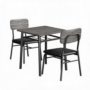 Dining Table for 2 with Storage Rack, Small Kitchen Table, Square Table with Upholstered Chairs