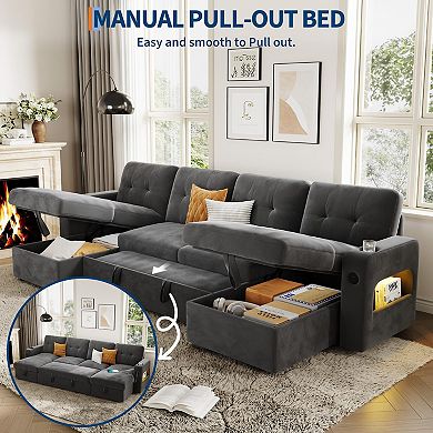 Modular Sofa with Storage, Sleeper Sofa Bed Sectional Cloud Couch for Living Room