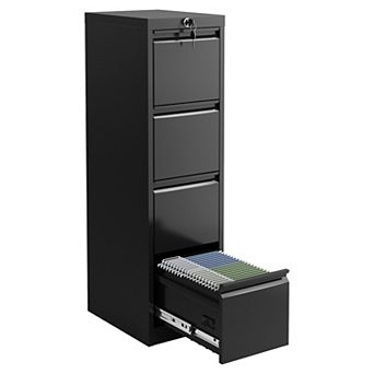 4-Drawer File Cabinet with Lock, Heavy Duty Metal Filing Cabinet for Letter/Legal/A4/F4 Documents