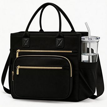 Insulated Women's Lunch Bag, Wide-Opening Leakproof Cooler with Adjustable Shoulder Strap