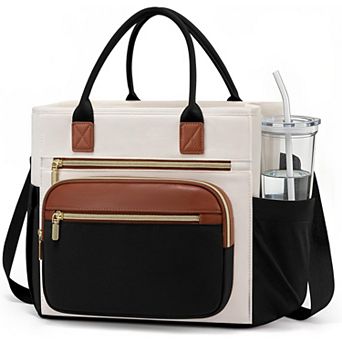 Insulated Women's Lunch Bag, Wide-Opening Leakproof Cooler with Adjustable Shoulder Strap