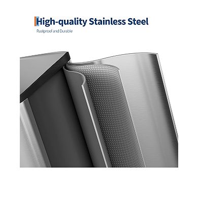 Stainless Steel Double Trash Can with Lid, Step-on Kitchen Metal Garbage Cans, Trash and Recycle