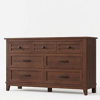 7 Drawer Dresser for Bedroom, 54" Wide Dresser with Storage Freestanding, Wooden Storage Chest