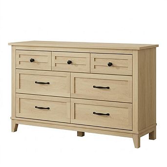 7 Drawer Dresser for Bedroom, 54" Wide Dresser with Storage Freestanding, Wooden Storage Chest