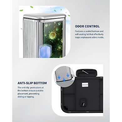 Step Trash Can with Soft Close Lid and Removable Inner Bucket, Kitchen Waste Bin for Home Office