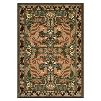Vintage Tiger Animal Print Machine Washable Rug with Rubber Backing Boho Foldable Non Slip Carpet