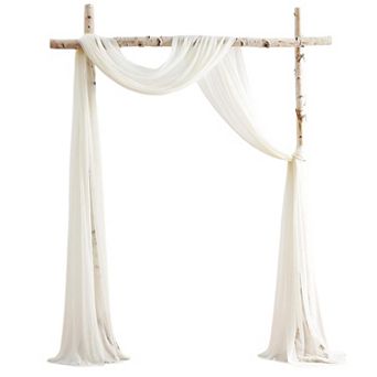 2.5x19.5ft Sheer Chiffon Drapery Fabric, Elegant 3-Panel Wedding Arch Swag for Indoor Outdoor