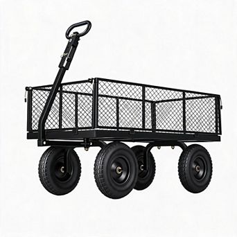 1000LBS Heavy Duty Steel Garden Cart, Utility Wagon with Removable Mesh Sides for Garden, Farm