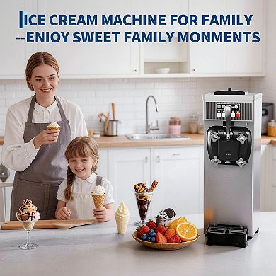Commercial Soft Serve Ice Cream Machine - 21.2 QT/H Yield, 1500W Single-Flavor Countertop Maker