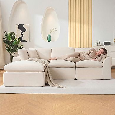 Cloud Sectional Sofa with Chaise, L-Shaped Modular Memory Foam Couch, No Assembly, for Living Room