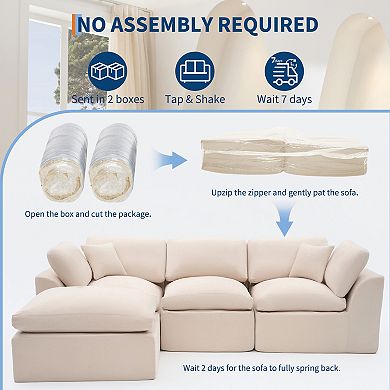 Cloud Sectional Sofa with Chaise, L-Shaped Modular Memory Foam Couch, No Assembly, for Living Room