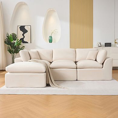 Cloud Sectional Sofa with Chaise, L-Shaped Modular Memory Foam Couch, No Assembly, for Living Room