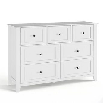 Dresser for Bedroom, 7-Drawer Dresser, 31.5" Tall Modern Wood Storage Chest with Deep Drawers