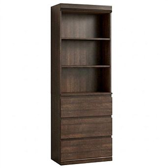 Modern 6 tier Industrial Bookcase with 3 Drawers, Wooden Bookshelf with Open Display Shelves