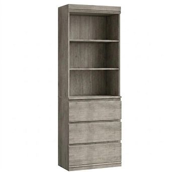 Modern 6 tier Industrial Bookcase with 3 Drawers, Wooden Bookshelf with Open Display Shelves