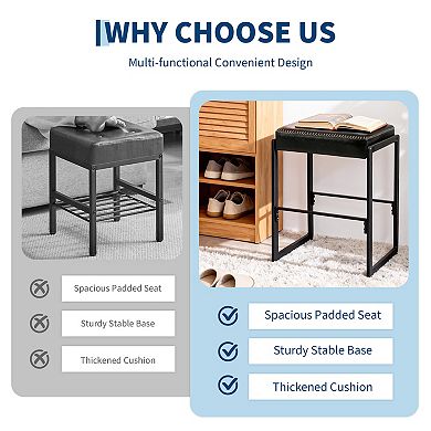 Modern PU Leather Bar Stools Set of 2 26 Inch Counter Height Lounge Chairs