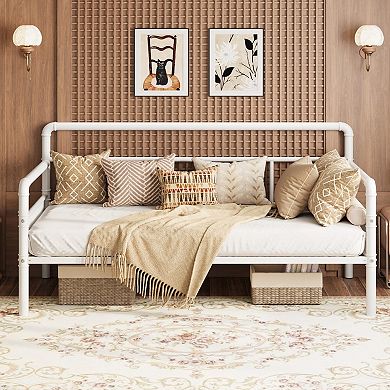 Heavy Duty Metal Twin Daybed Frame, Sofa Bed, Steel Slats Support, No Box Spring Needed for Bedroom