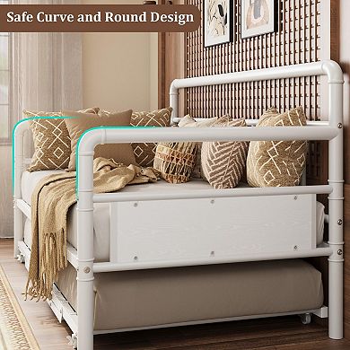 Heavy Duty Metal Twin Daybed Frame, Sofa Bed, Steel Slats Support, No Box Spring Needed for Bedroom