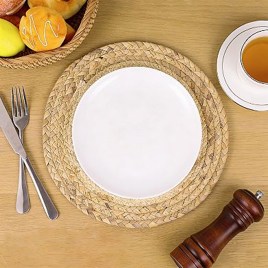 Boho Woven Placemats Set of 8, Handmade Farmhouse Table Mats, Heat Resistant Dining Table Mats