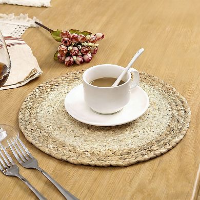 Boho Woven Placemats Set of 8, Handmade Farmhouse Table Mats, Heat Resistant Dining Table Mats