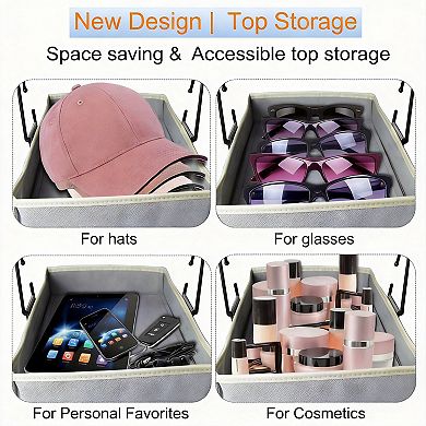 10-Shelf Hanging Shoe Organizer with 8 Side Pockets Sturdy Closet Storage for Clothes Toys