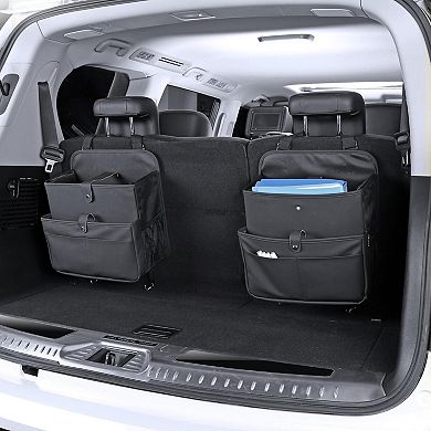 Universal Car Seat Organizer for Front/Back Seats A4 Folders Laptops Tablets Durable Leather Storage