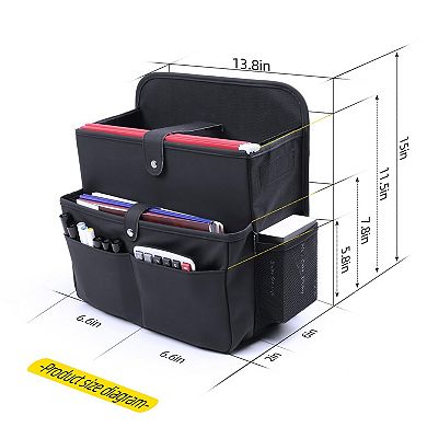 Universal Car Seat Organizer for Front/Back Seats A4 Folders Laptops Tablets Durable Leather Storage