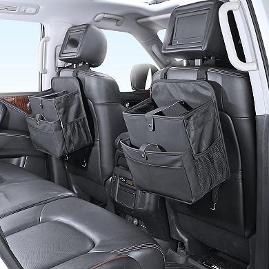 Universal Car Seat Organizer for Front/Back Seats A4 Folders Laptops Tablets Durable Leather Storage
