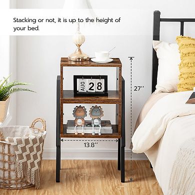 Set of 2 Stackable Nightstands End Tables with Open Storage for Bedroom Living Room