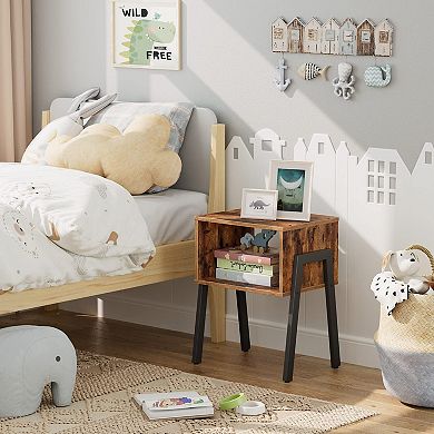 Set of 2 Stackable Nightstands End Tables with Open Storage for Bedroom Living Room