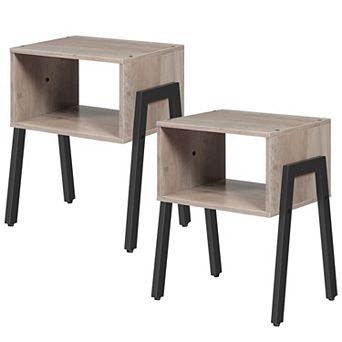 Set of 2 Stackable Nightstands End Tables with Open Storage for Bedroom Living Room