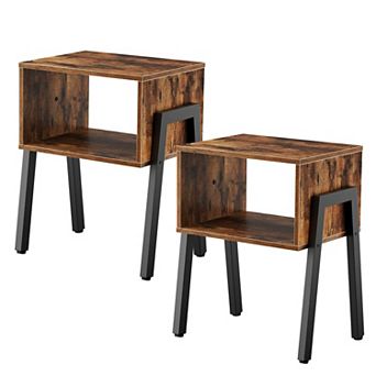 Set of 2 Stackable Nightstands End Tables with Open Storage for Bedroom Living Room