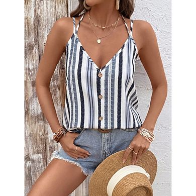Women's Top Casual Adjustable Strap Striped Soft Comfortable Sleeveless