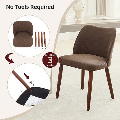 Dining Chairs Set of 2, Upholstered Accent Kitchen Chairs, Winged Backrest for Dining Room, Kitchen