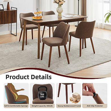 Dining Chairs Set of 2, Upholstered Accent Kitchen Chairs, Winged Backrest for Dining Room, Kitchen