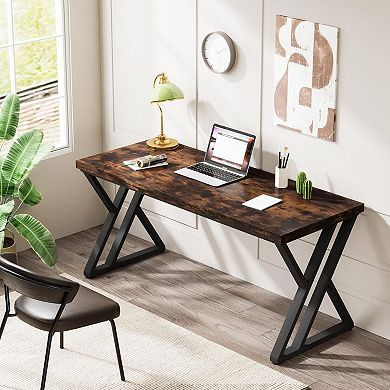 Writing Computer Desk 55 Inch Heavy Duty Z-Shaped Metal Leg Study Table