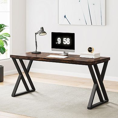 Writing Computer Desk 55 Inch Heavy Duty Z-Shaped Metal Leg Study Table