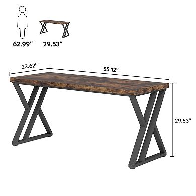 Writing Computer Desk 55 Inch Heavy Duty Z-Shaped Metal Leg Study Table