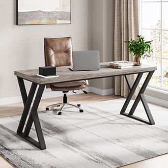 Writing Computer Desk 55 Inch Heavy Duty Z-Shaped Metal Leg Study Table