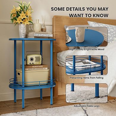 Small Modern 2-Tier Side Table With Storage Sturdy Multipurposeliving Room Bedroom