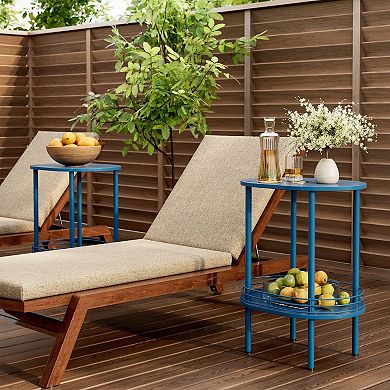 Small Modern 2-Tier Side Table With Storage Sturdy Multipurposeliving Room Bedroom